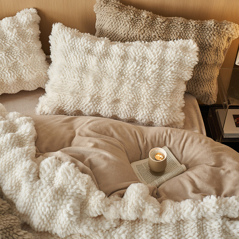 High-quality rabbit fur fleece bedding set