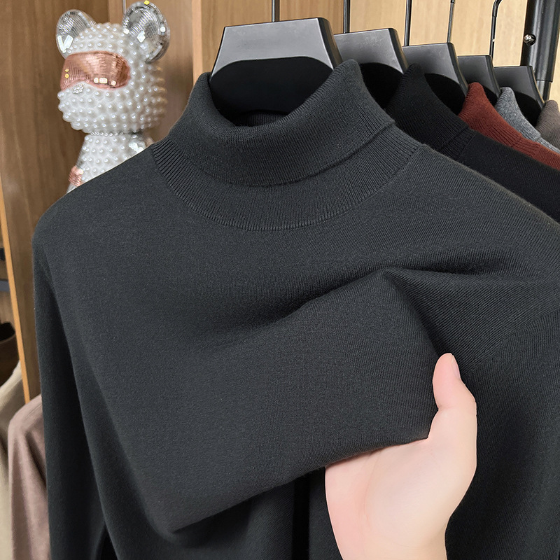 Men's sweater made of silk and sheep wool, standing collar