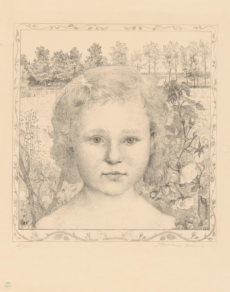 Portret van een onbekend meisje in landschap 1919