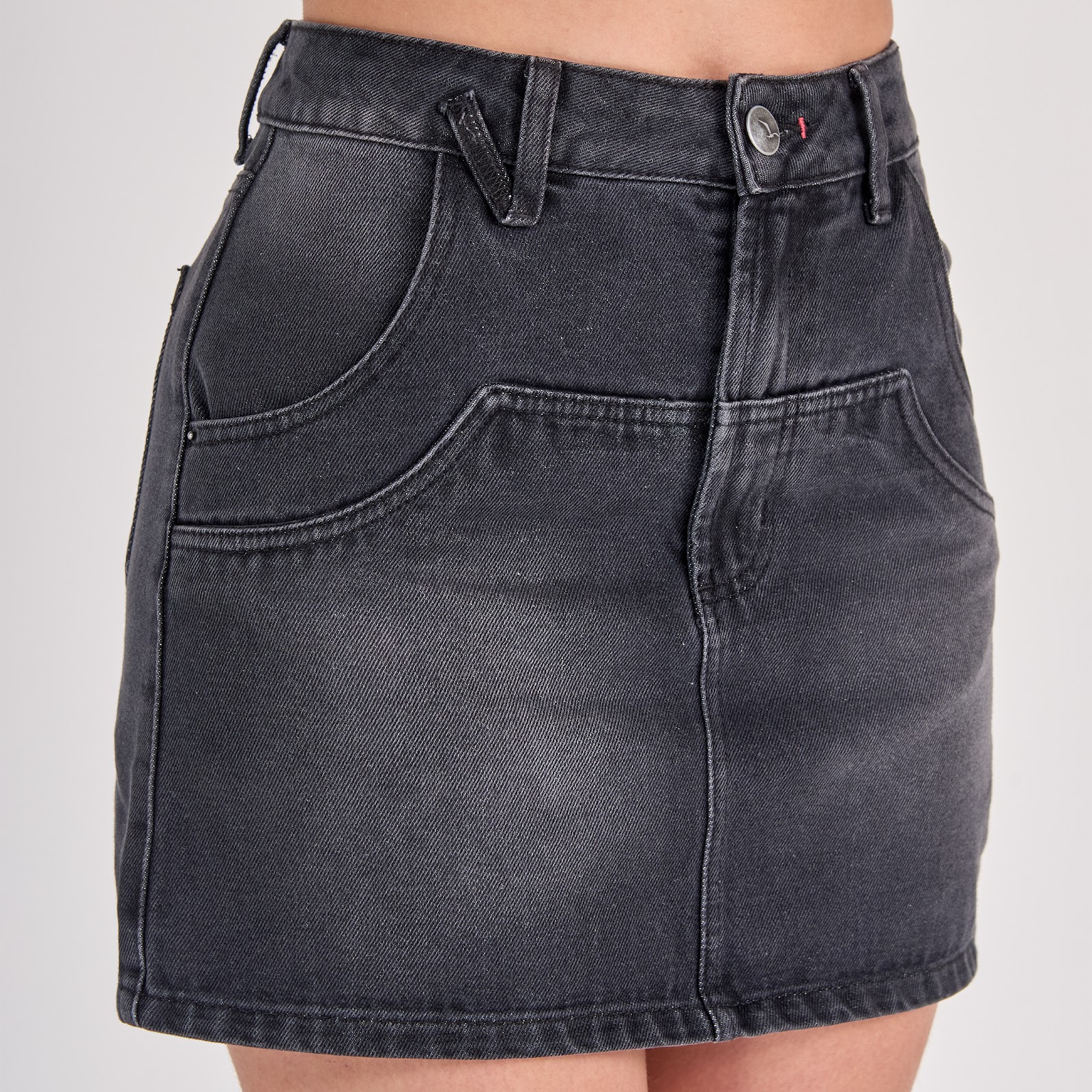 Falda dama rígida 100% algodón, color Gris - Vista 6