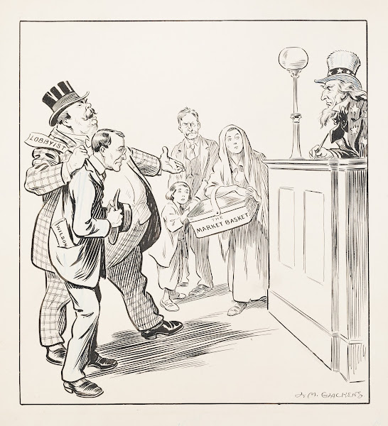 Uncle Sam as judge in a courtroom 1913