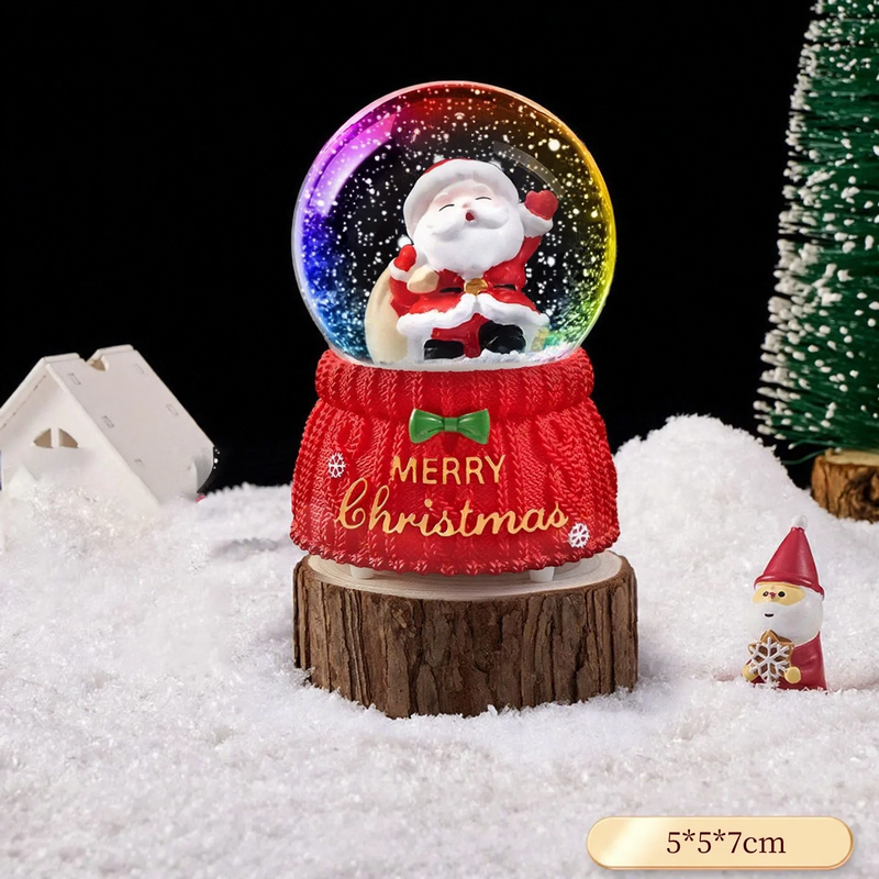 Christmas snow globe with light and music