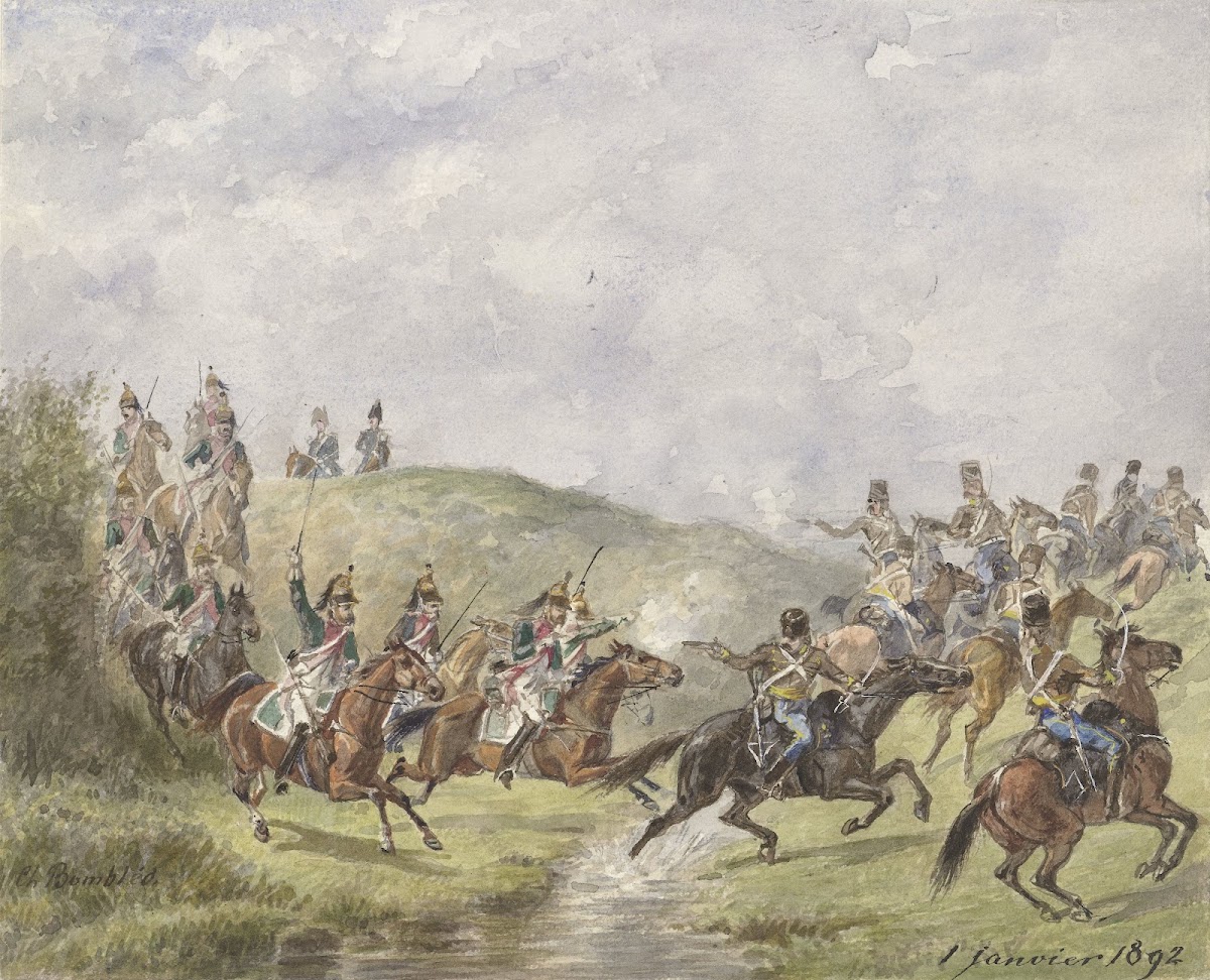 Franse dragonders en Oostenrijkse huzaren 1892