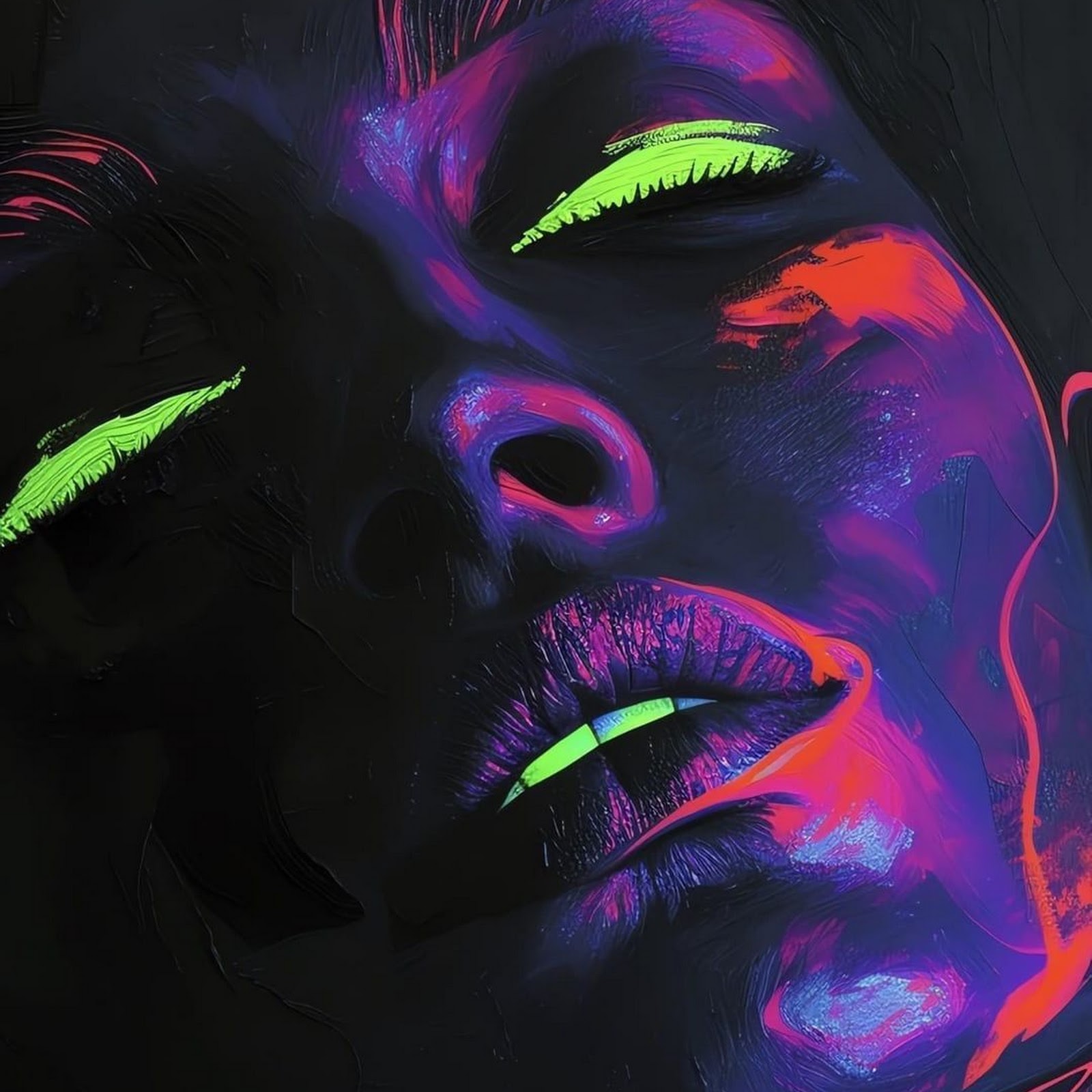 Download Neon Art, Portrait, Glowing, Ultraviolet Full HD iPhone
