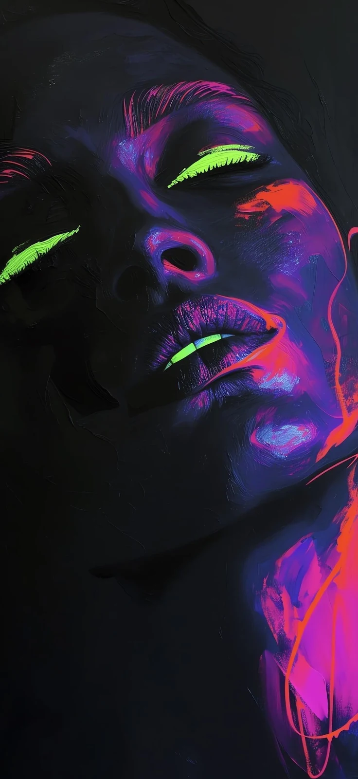 Neon Art, Portrait, Glowing, Ultraviolet Full HD iPhone Wallpaper Background (1080x2347)