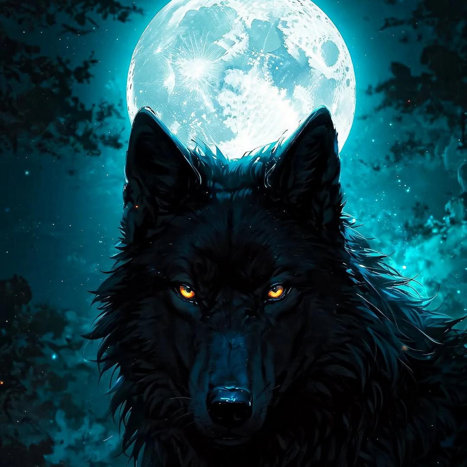 Download Wolf, Moon, Fantasy, Night Full HD iPhone
