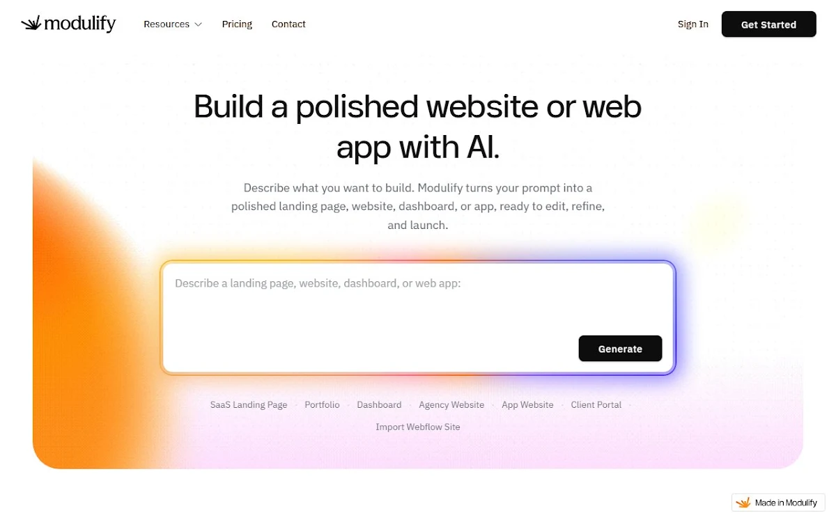 Captura de Modulify AI