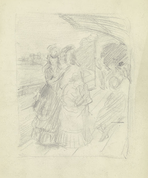 Luise Scholderer mit Begleiterin auf dem Bahnsteig 1872