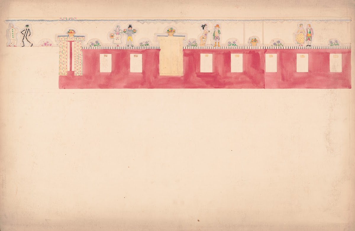 Design for unidentified commercial interior possibly restaurant or bakery Elevat