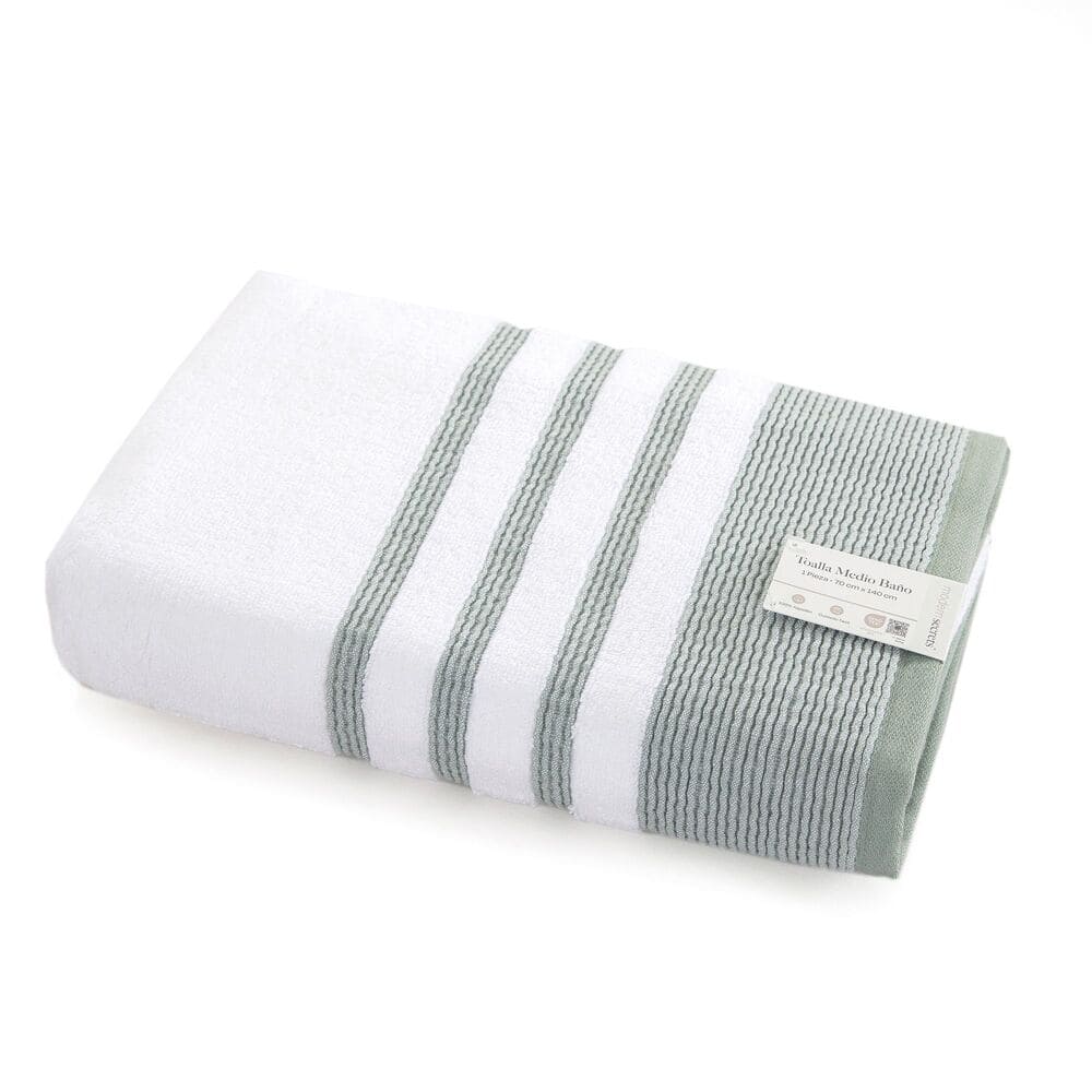 Toalla de medio baño de algodón Modern Secrets® Stripe color salvia