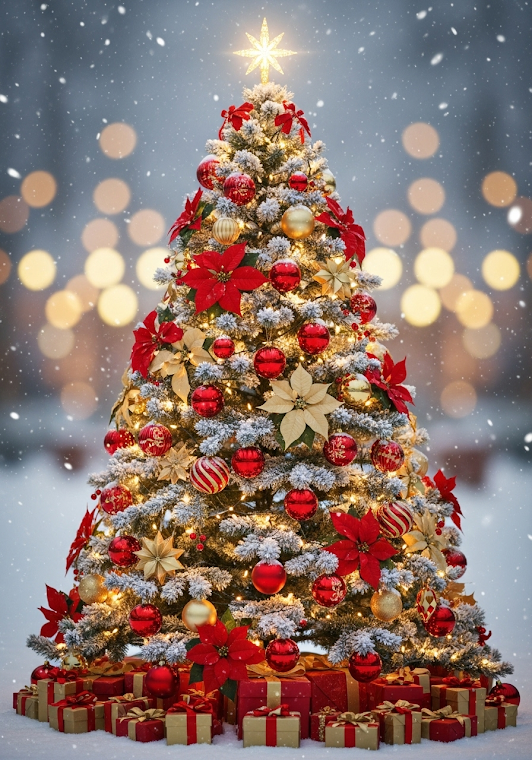 Classic Snowy Christmas Tree