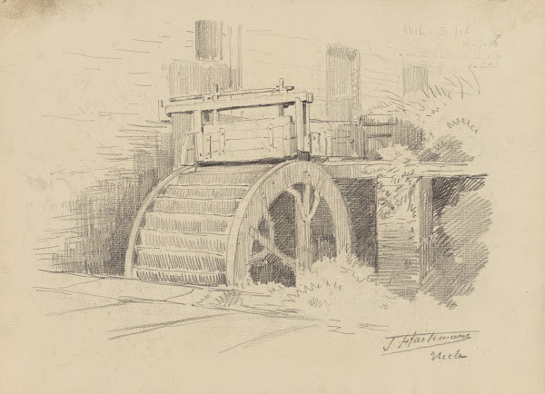 Moulin à aube à Uccle Saint Job détail de la roue 1906