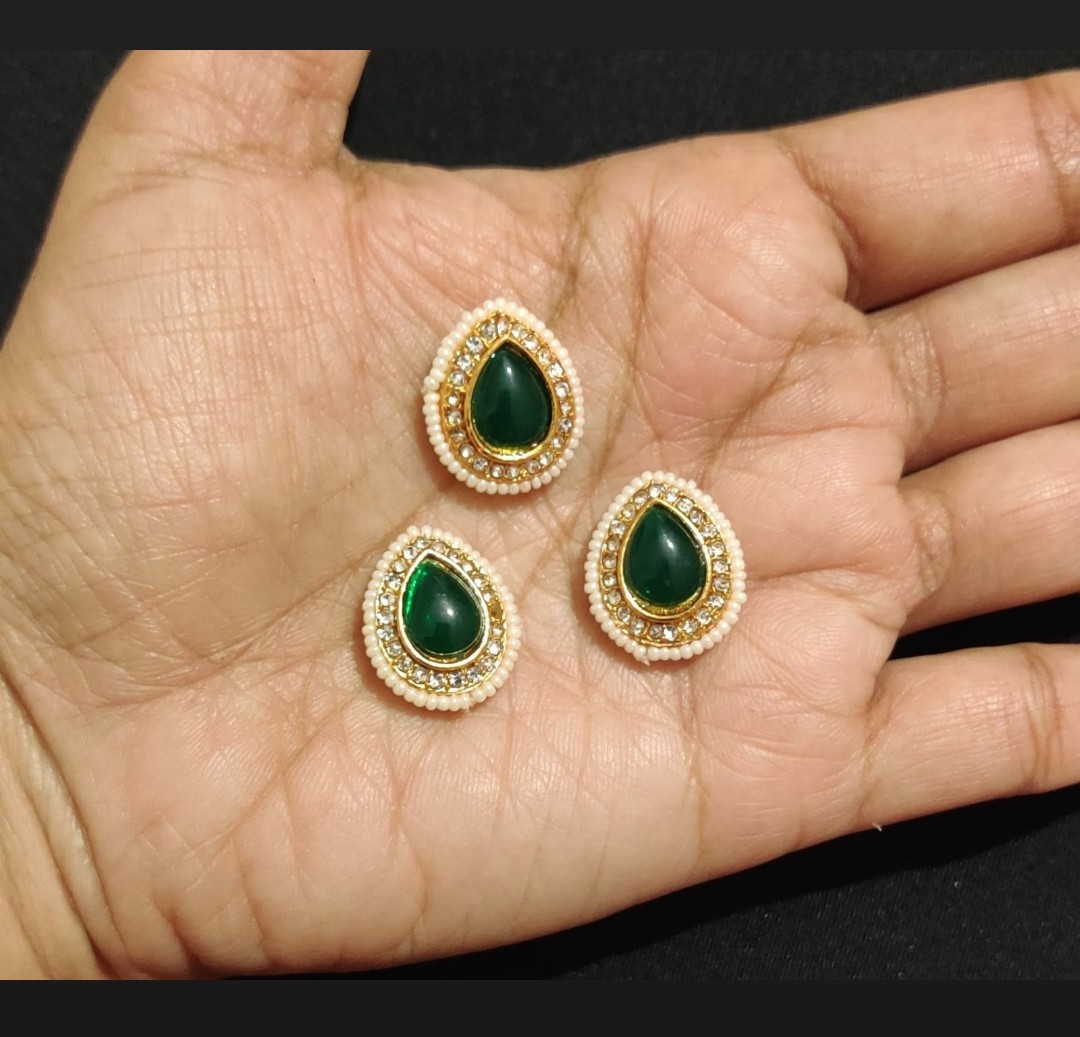 B24-Green Drop Moti Pendant (Pack Of 3)