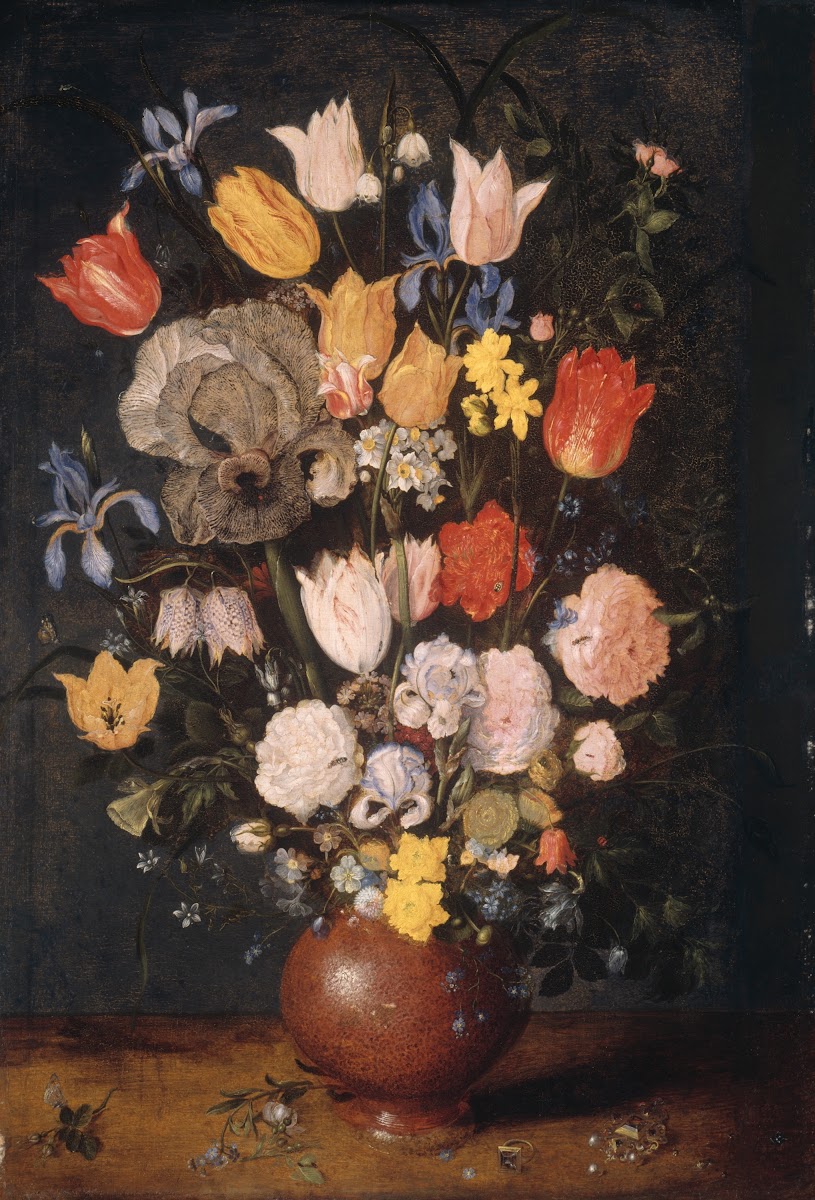 Bouquet of Flowers in an Earthenware Vase c 1610