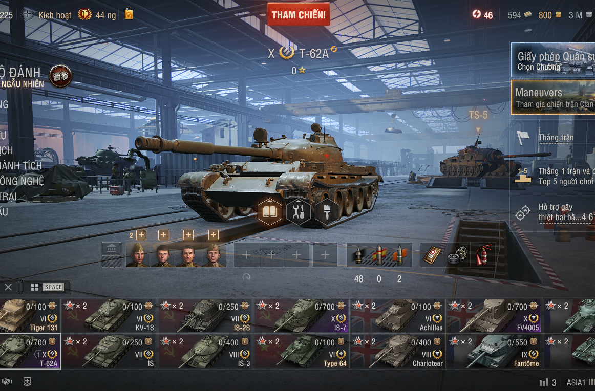 Acc World of Tanks PC sở hữu 5 tank X gồm FV4005, IS-7, T-62...