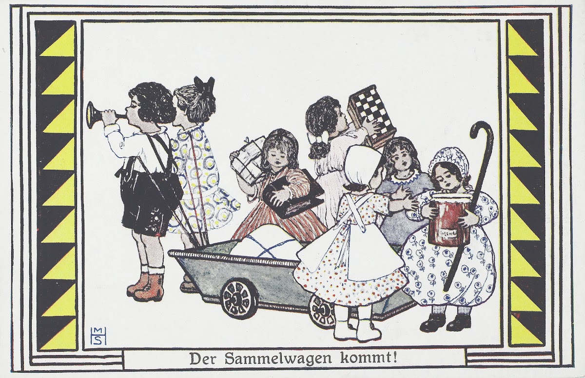 Unsere Kinder im Kriege Der Sammelwagen kommt 1916