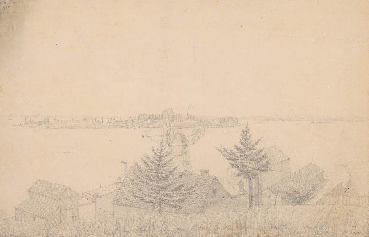 Governors Island as seen from the hills over Pierponts ie Hezekiah B Pierrepont