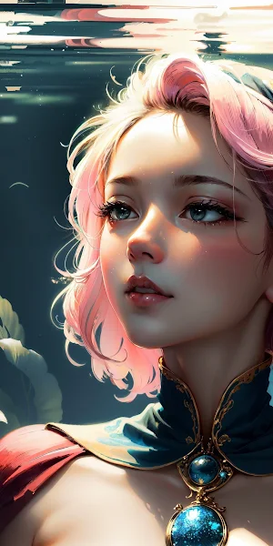 Ai Art, Portrait, Water, Pink Hair, Underwater 4K Wallpaper Background