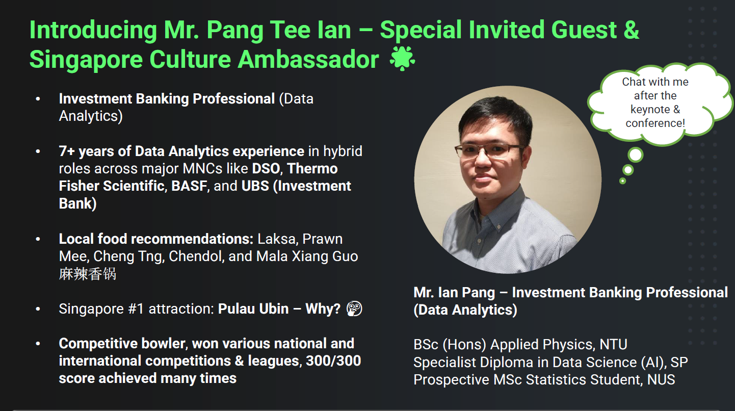 Ian Pang, Guest Speaker