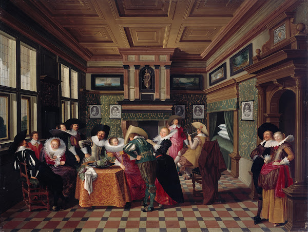 An Interior with Ladies and Cavaliers 1629