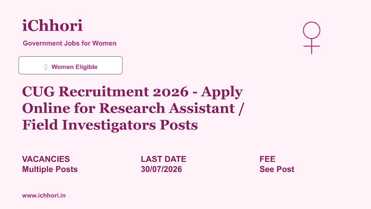 CUG Recruitment 2026 - Apply Online for Research Assistant / Field Investigators Posts - iChhori