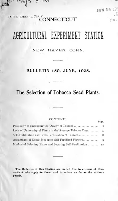 the selection of tobacco seed plants 1905