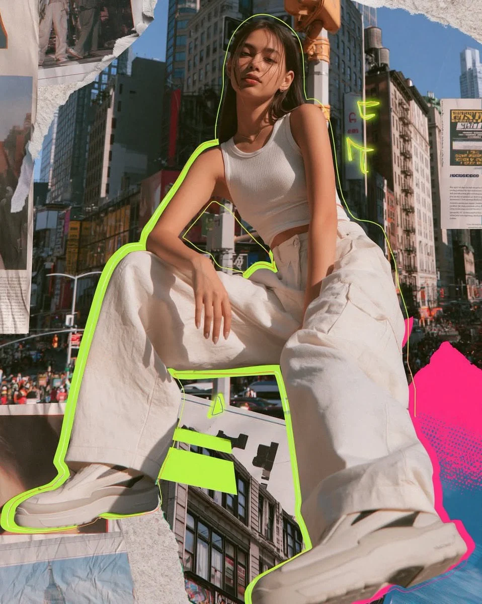 Collage de moda fotorrealista de técnica mixta