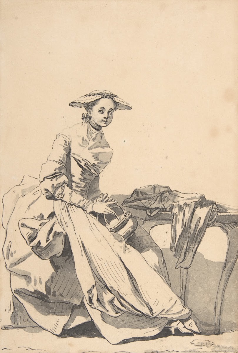 Florentine Woman Wearing a Butterfly Cap and Holding a Hand Warmer 1755