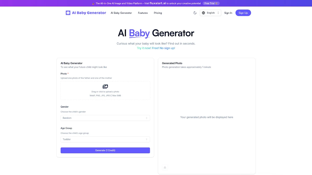Captura de AI Baby Generator Online Free