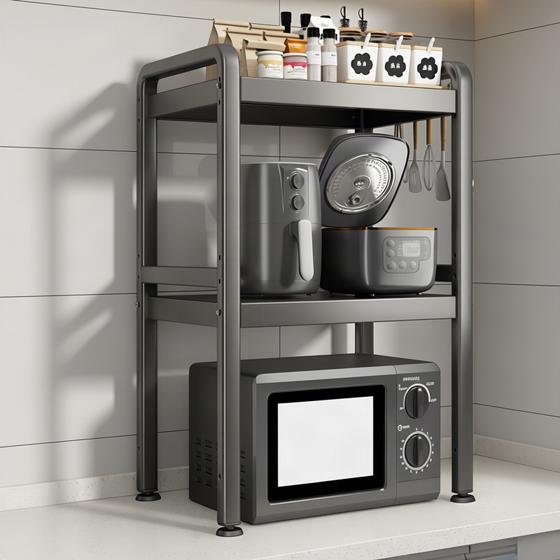 Pull-out kitchen cart, steel frame, 2–3 layers