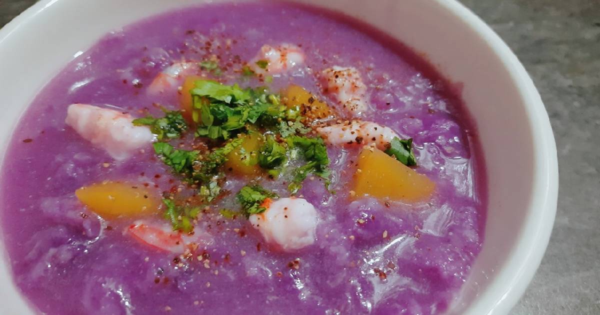 Canh khoai tím với tôm