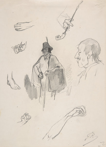 Sheet with figures details of hands and feet ca 1870