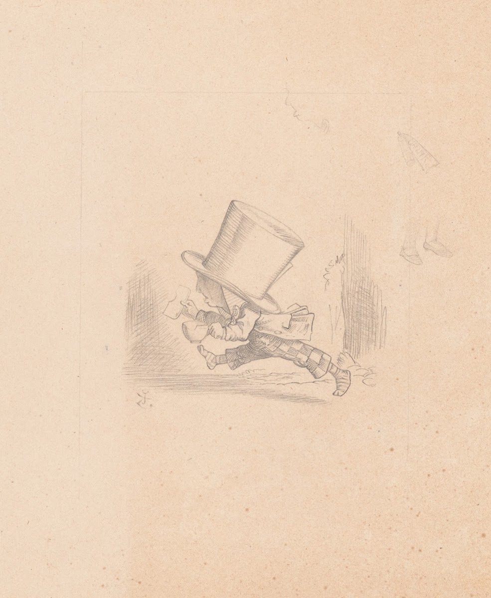 Drawing of the Hatter running 1866
