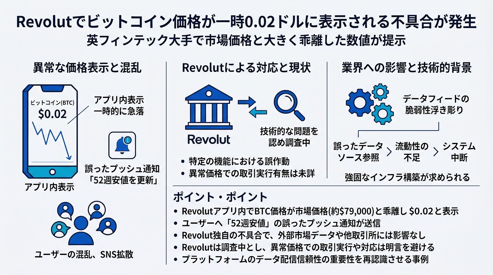 Revolutでビットコイン価格が一時0.02ドルに表示される不具合が発生