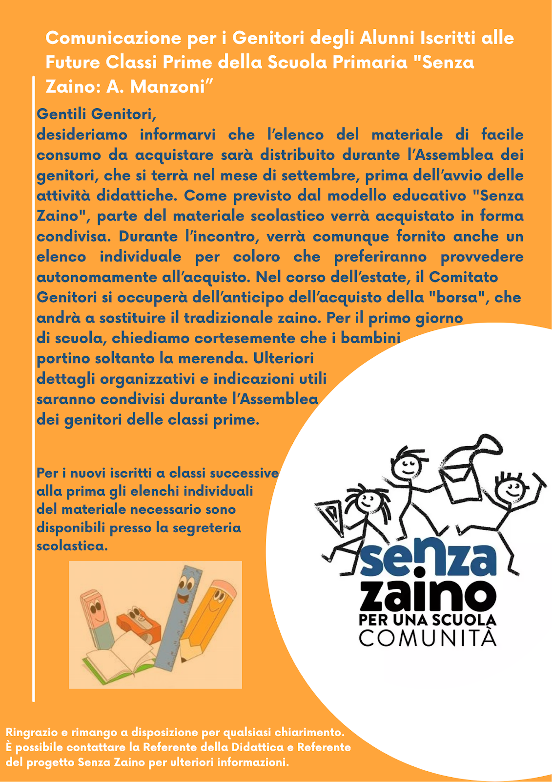 materiale senza zaino