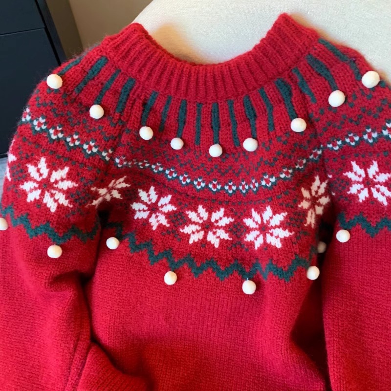 Damen-Strickpullover, festliches Jacquard-Design