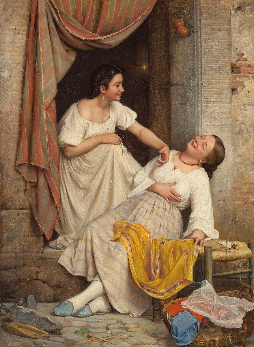 To leende piger Two smiling girls 1865