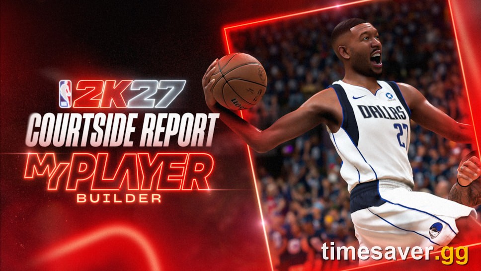 Official NBA 2K27 MyPLAYER Builder key art — VC is spent on attributes, Badge Tokens and Cap Breakers
