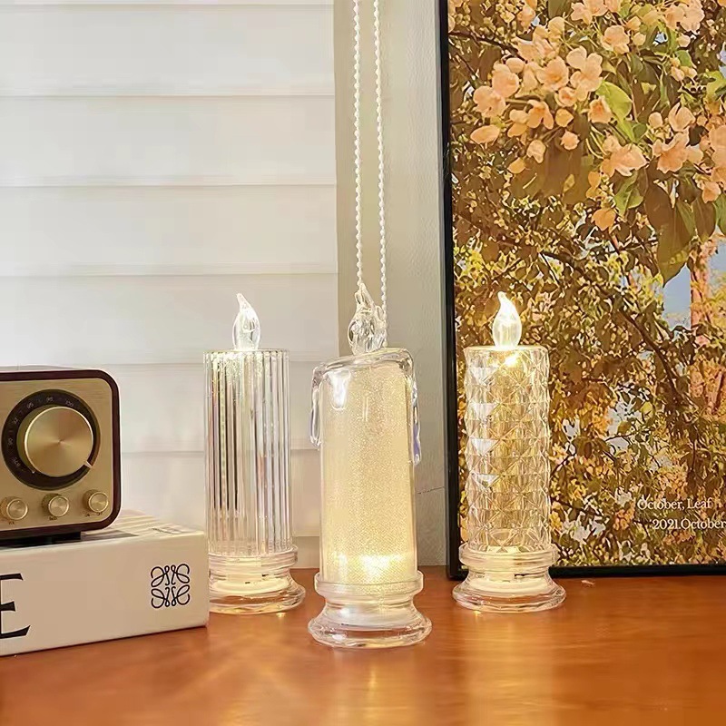 LED-Echtwachs-Optik Kerze mit Rosen-Lichteffekt