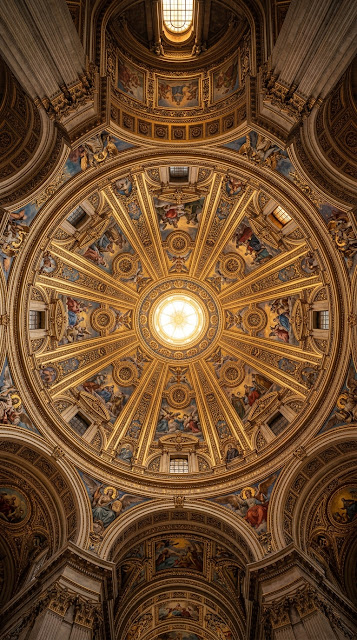 Ornate Golden Cathedral Dome Interior Architecture - Free mobile Wallpaper