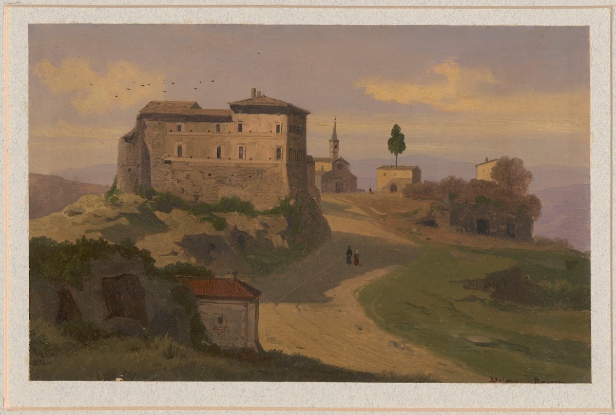 View of Il Castello Farnese in Isola Farnese 1857