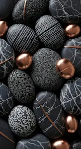 Black Marble Stones Copper Accents Texture