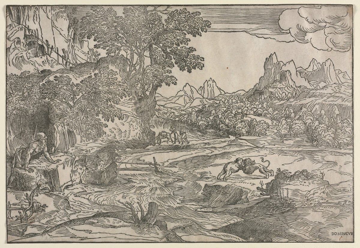 Landscape with Saint Jerome and Two Lions c 153035