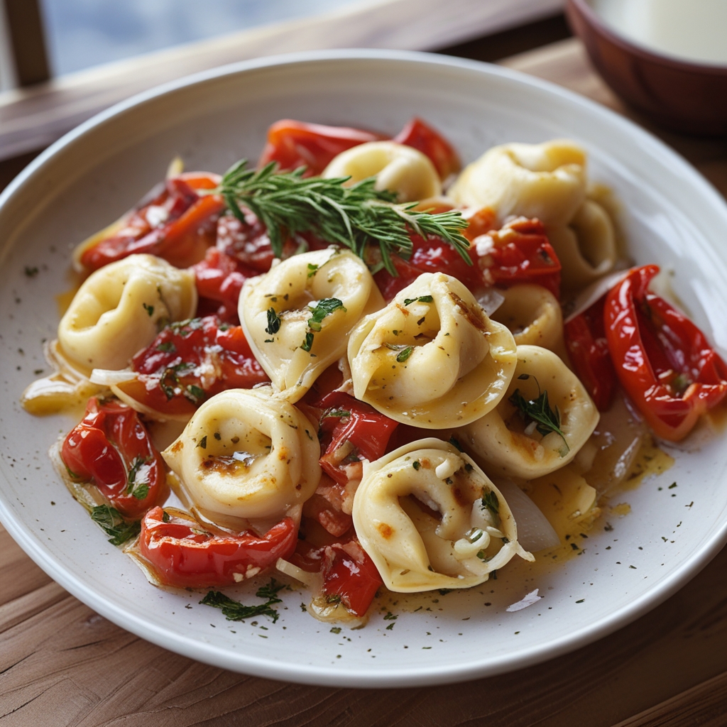 Cowboy Butter Garlic Chicken Tortellini with Fire-Roasted Red Peppers - Quick & Easy Weeknight Meal