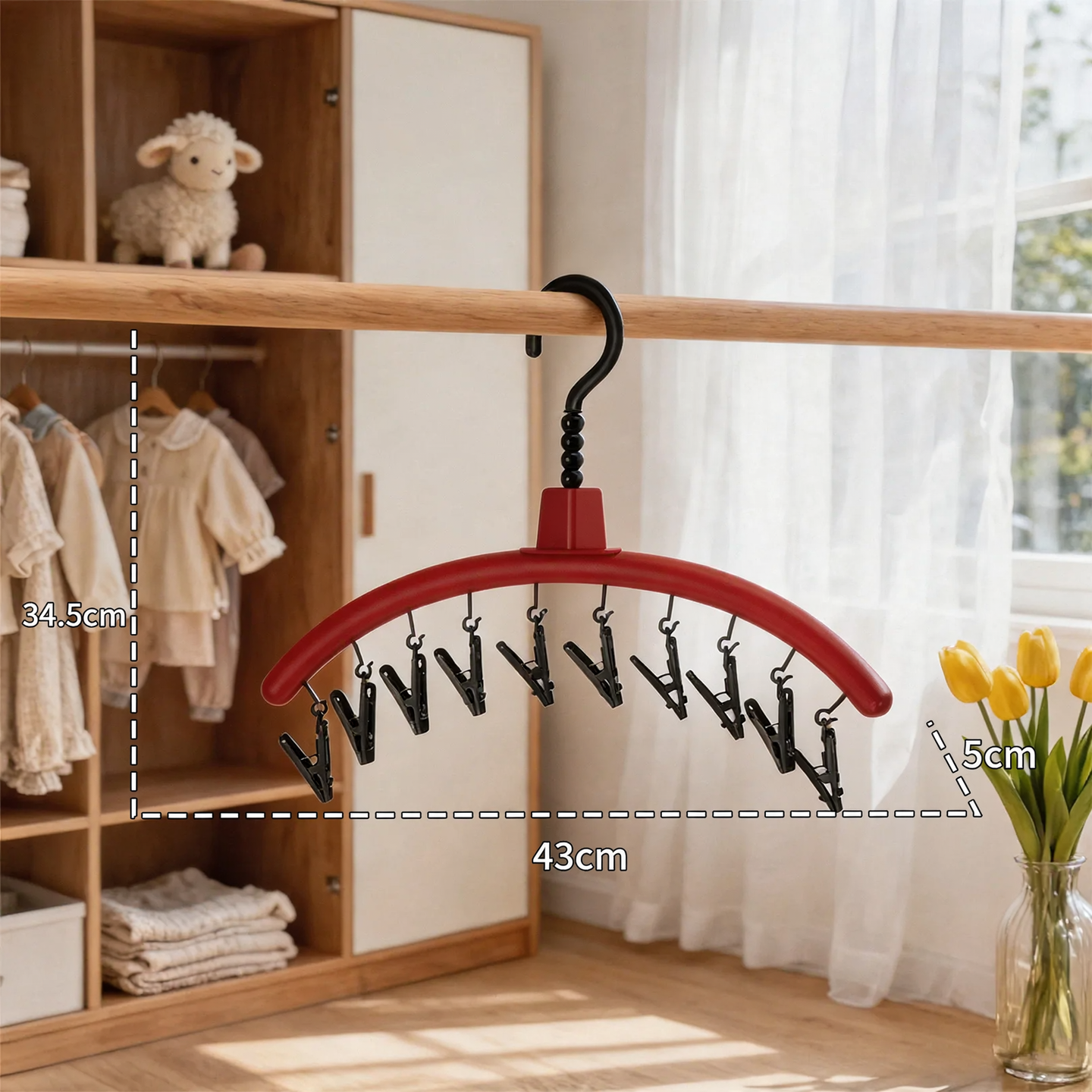 Cartoon drying rack kaki with clips