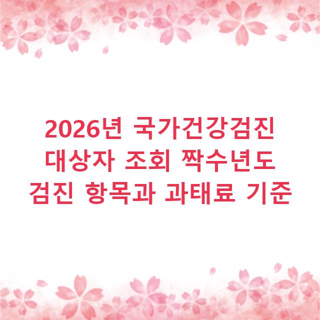 2026년 국가건강검진 대상자 조회 짝수년도 검진 항목과 과태료 기준