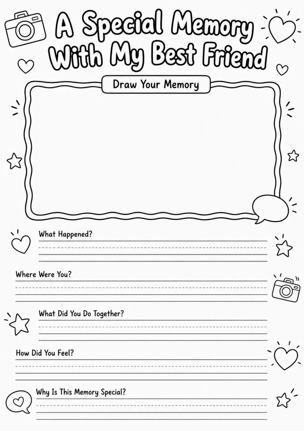 A Special Memory With My Best Friend Worksheet