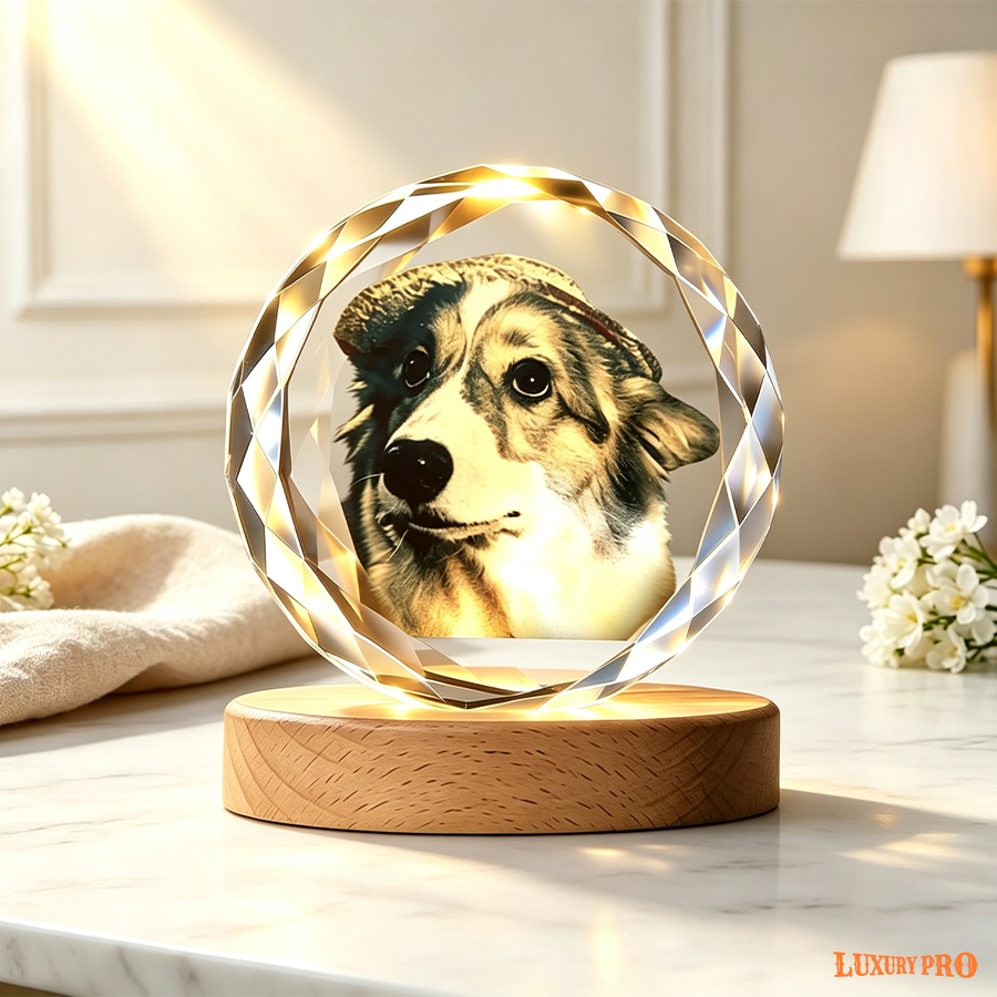 3D Inner Engraved Crystal Ornament, UV Printed