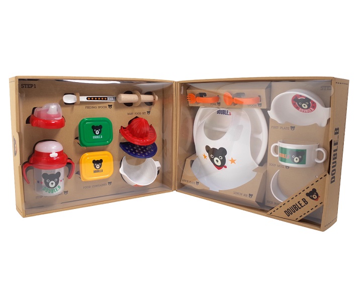 即決です！【ミキハウス】ダブルＢ新品未使用♪テーブルウェアセット 離乳食 食器セット【箱入】mikihouse 出産祝い ベビー 日本製 ギフト