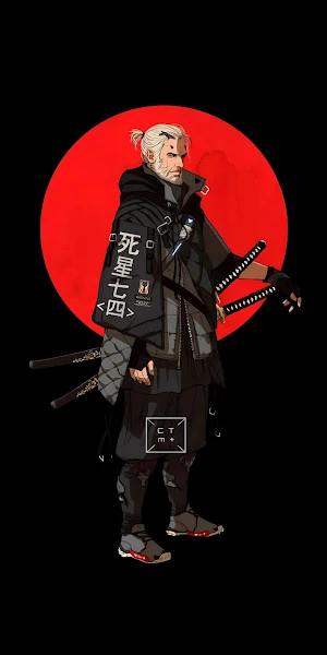 Cyberpunk, Samurai, Illustration, Character Design Full HD iPhone Wallpaper Background